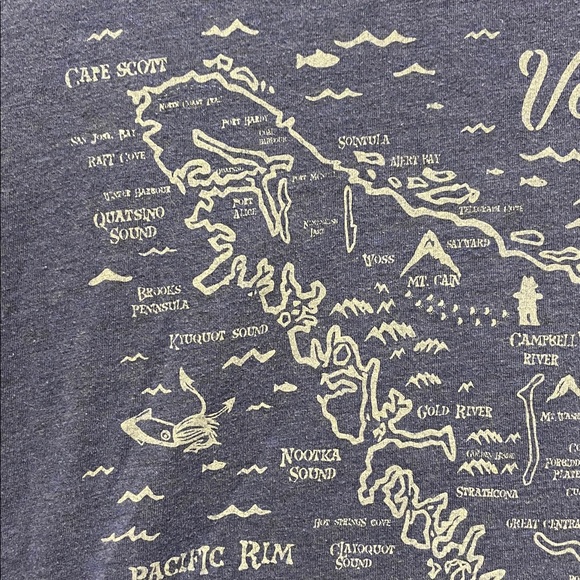 WESTCOATEES | Graphic Tee | Vancouver Island Map | Heather Blue |T-shirt |Size M - Picture 4 of 15